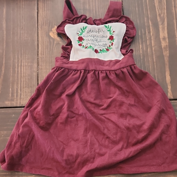 Burgundy Embroidered Dress - Picture 1 of 6